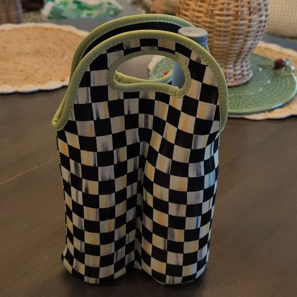 MacKenzie-Childs Courtly Check Double Wine Tote Insulated Bag